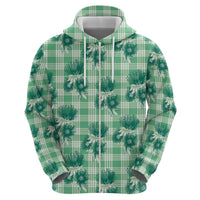 Green Palaka Hawaii Zip Hoodie Hawaiian Lehua Blossoms