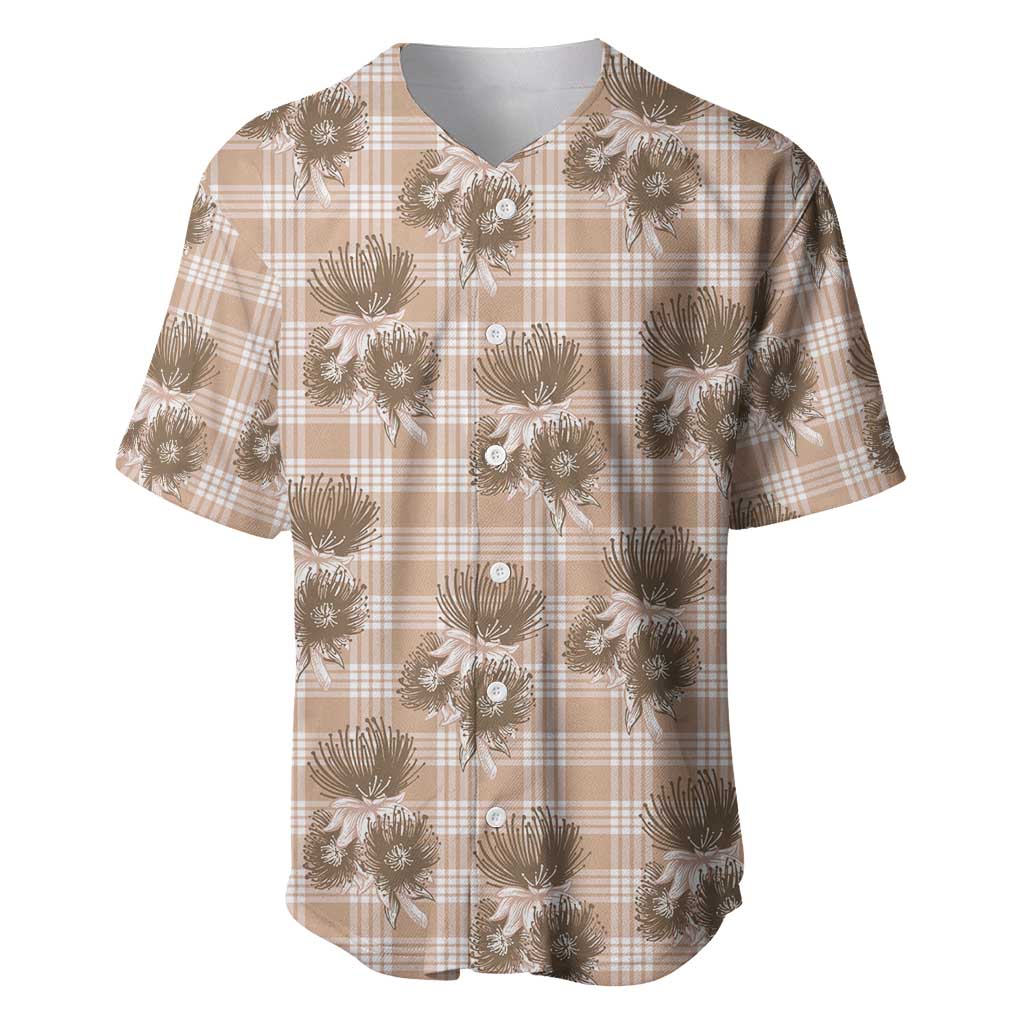 Brown Palaka Hawaii Baseball Jersey Hawaiian Lehua Blossoms LT05 Brown - Polynesian Pride