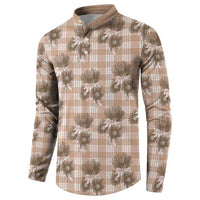 Brown Palaka Hawaii Button Sweatshirt Hawaiian Lehua Blossoms LT05 - Polynesian Pride