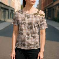 Brown Palaka Hawaii Cross Shoulder Shirt Hawaiian Lehua Blossoms