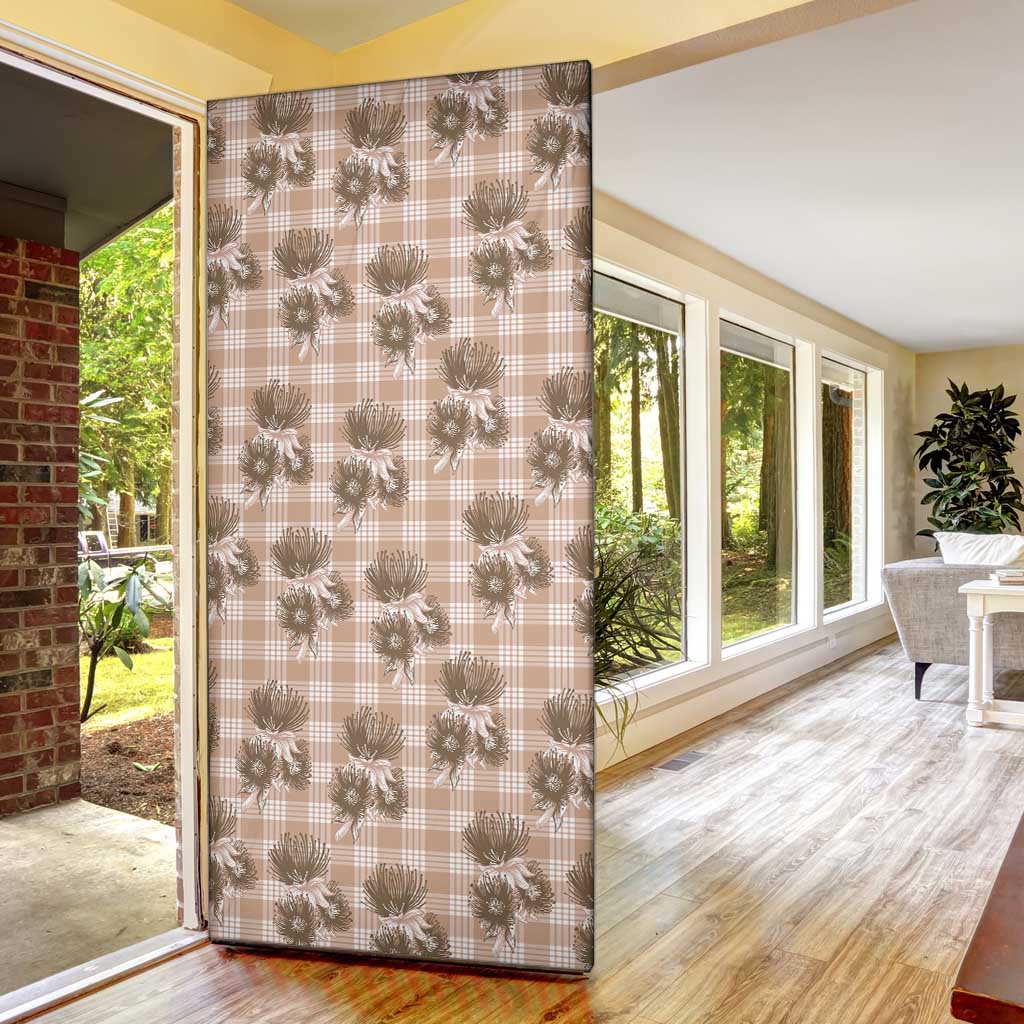 Brown Palaka Hawaii Door Cover Hawaiian Lehua Blossoms LT05 - Polynesian Pride