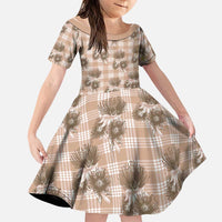 Brown Palaka Hawaii Family Matching Mermaid Dress and Hawaiian Shirt Hawaiian Lehua Blossoms