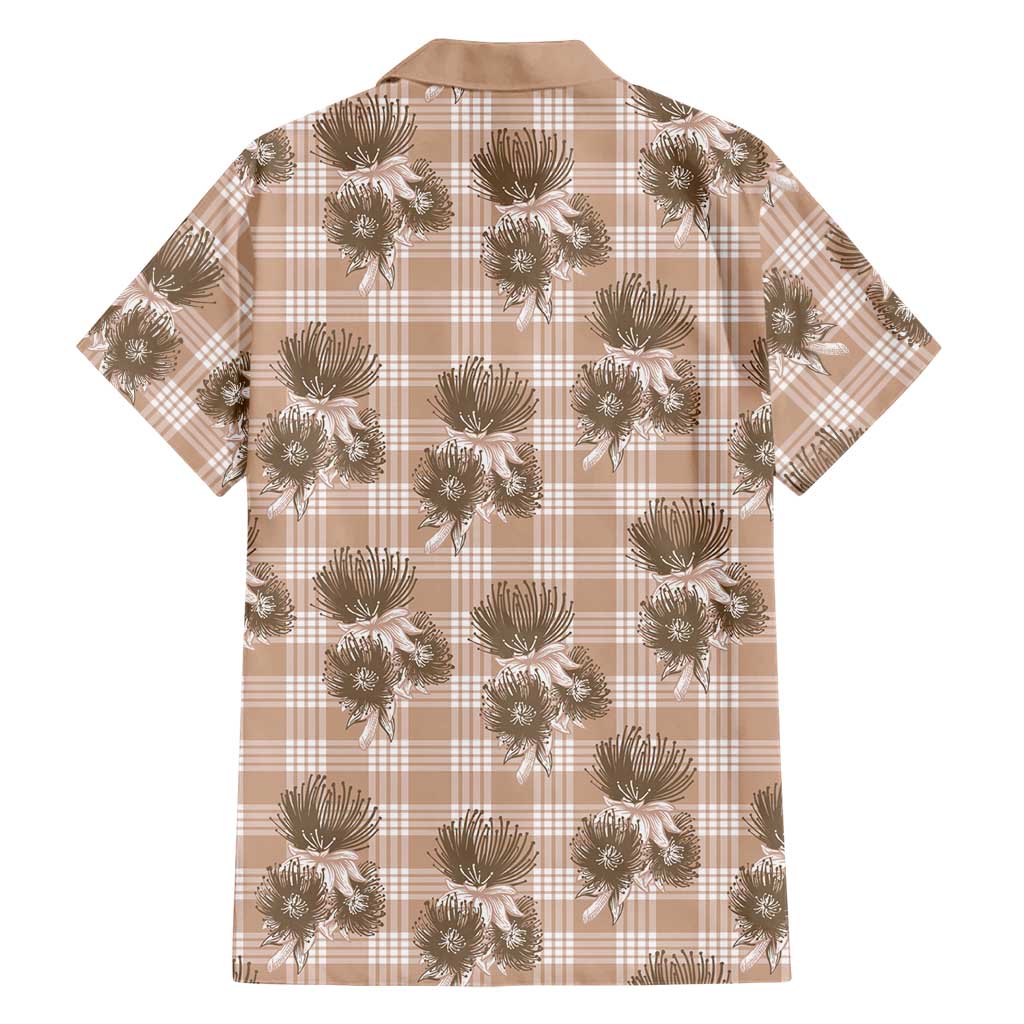 Brown Palaka Hawaii Family Matching Summer Maxi Dress and Hawaiian Shirt Hawaiian Lehua Blossoms