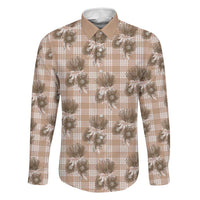 Brown Palaka Hawaii Family Matching Tank Maxi Dress and Hawaiian Shirt Hawaiian Lehua Blossoms