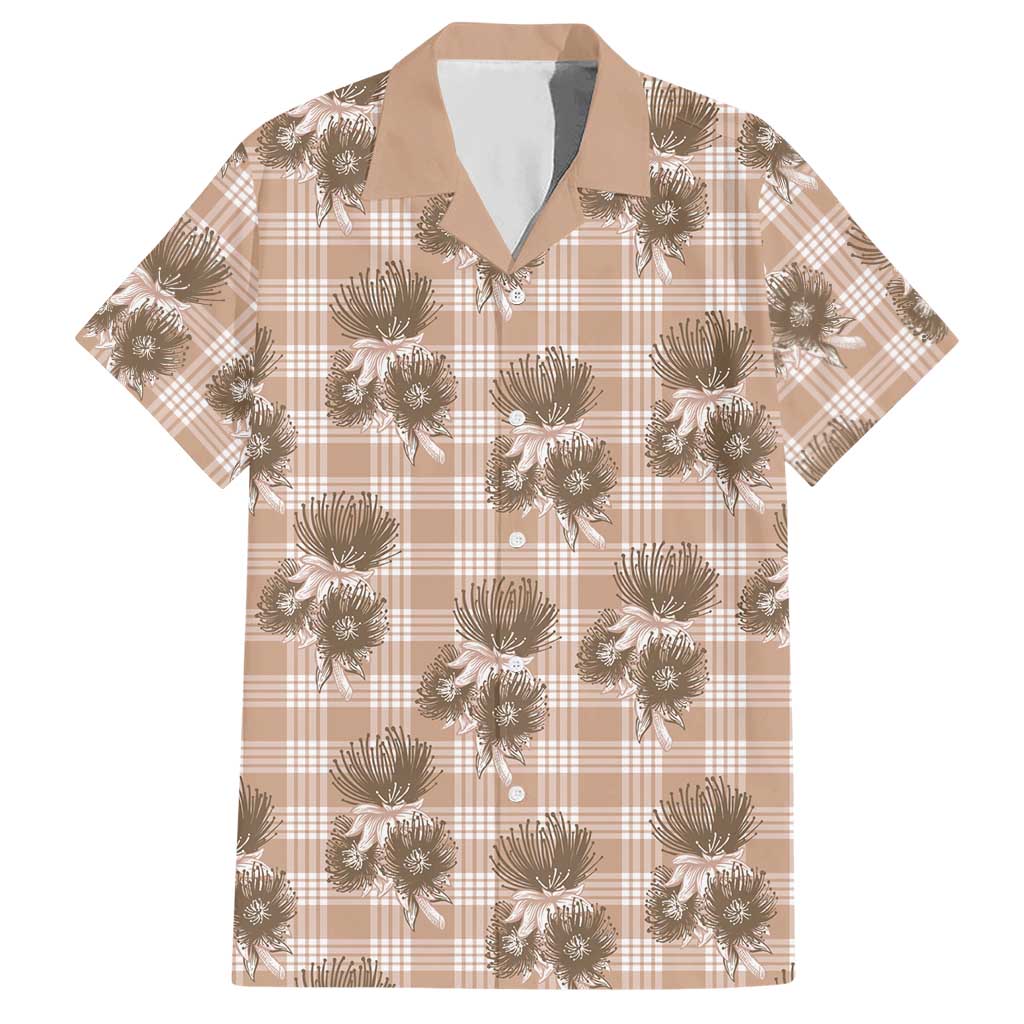 Brown Palaka Hawaii Hawaiian Shirt Hawaiian Lehua Blossoms LT05 Brown - Polynesian Pride