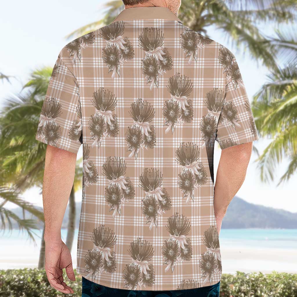 Brown Palaka Hawaii Hawaiian Shirt Hawaiian Lehua Blossoms LT05 - Polynesian Pride