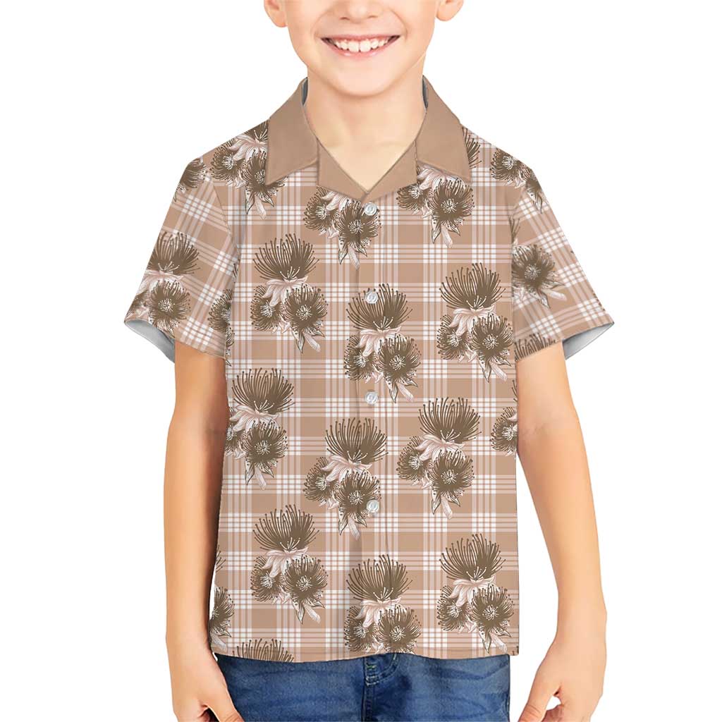 Brown Palaka Hawaii Hawaiian Shirt Hawaiian Lehua Blossoms LT05 - Polynesian Pride