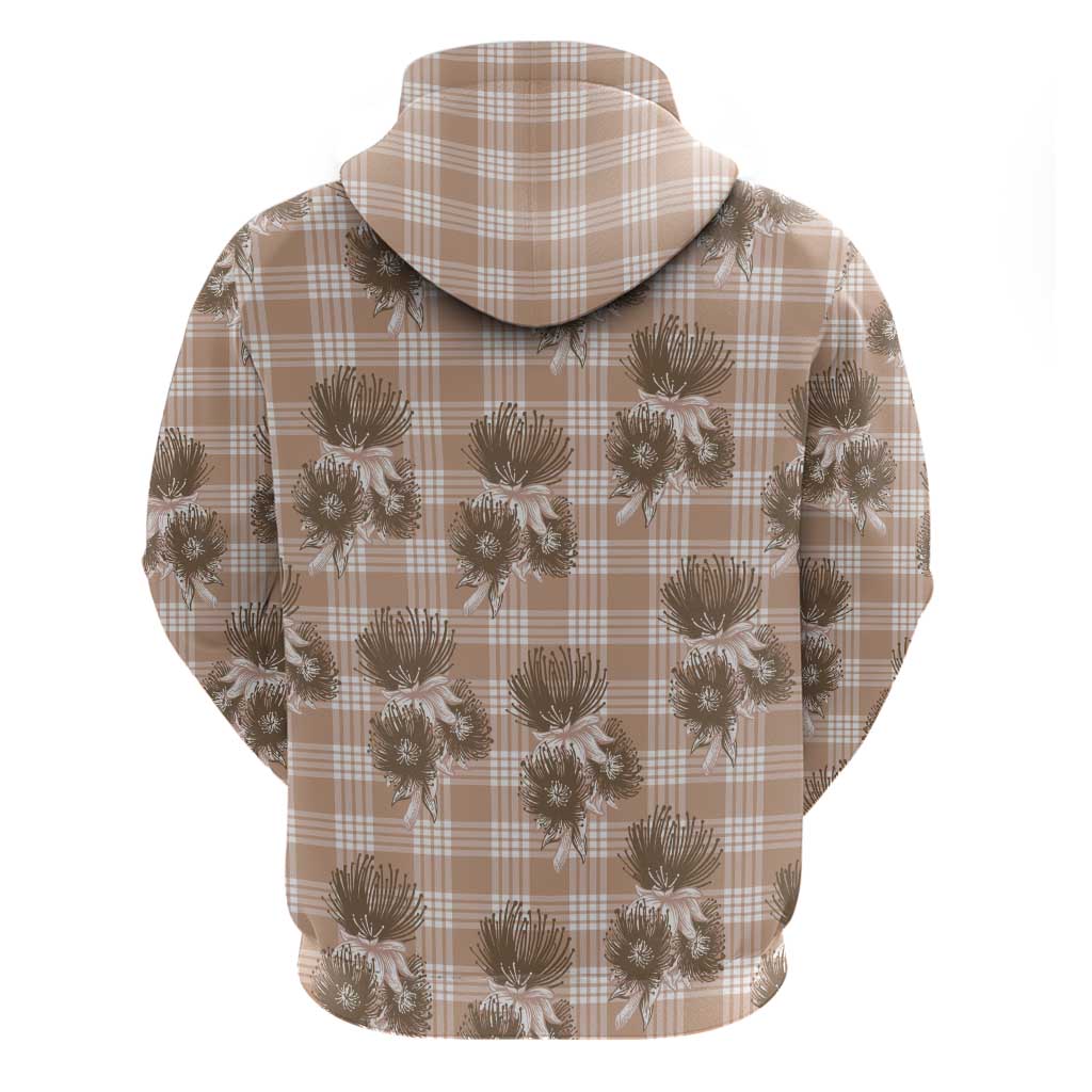 Brown Palaka Hawaii Hoodie Hawaiian Lehua Blossoms LT05 - Polynesian Pride