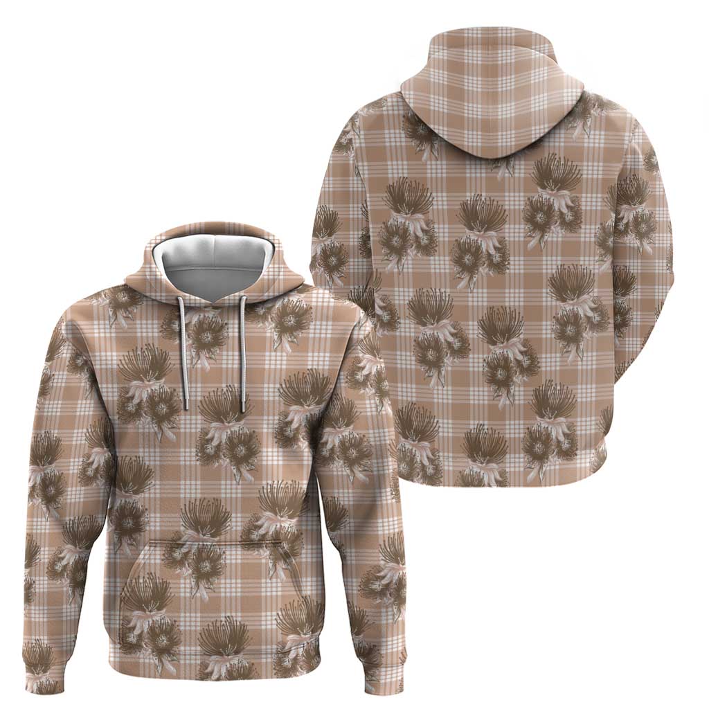 Brown Palaka Hawaii Hoodie Hawaiian Lehua Blossoms LT05 - Polynesian Pride