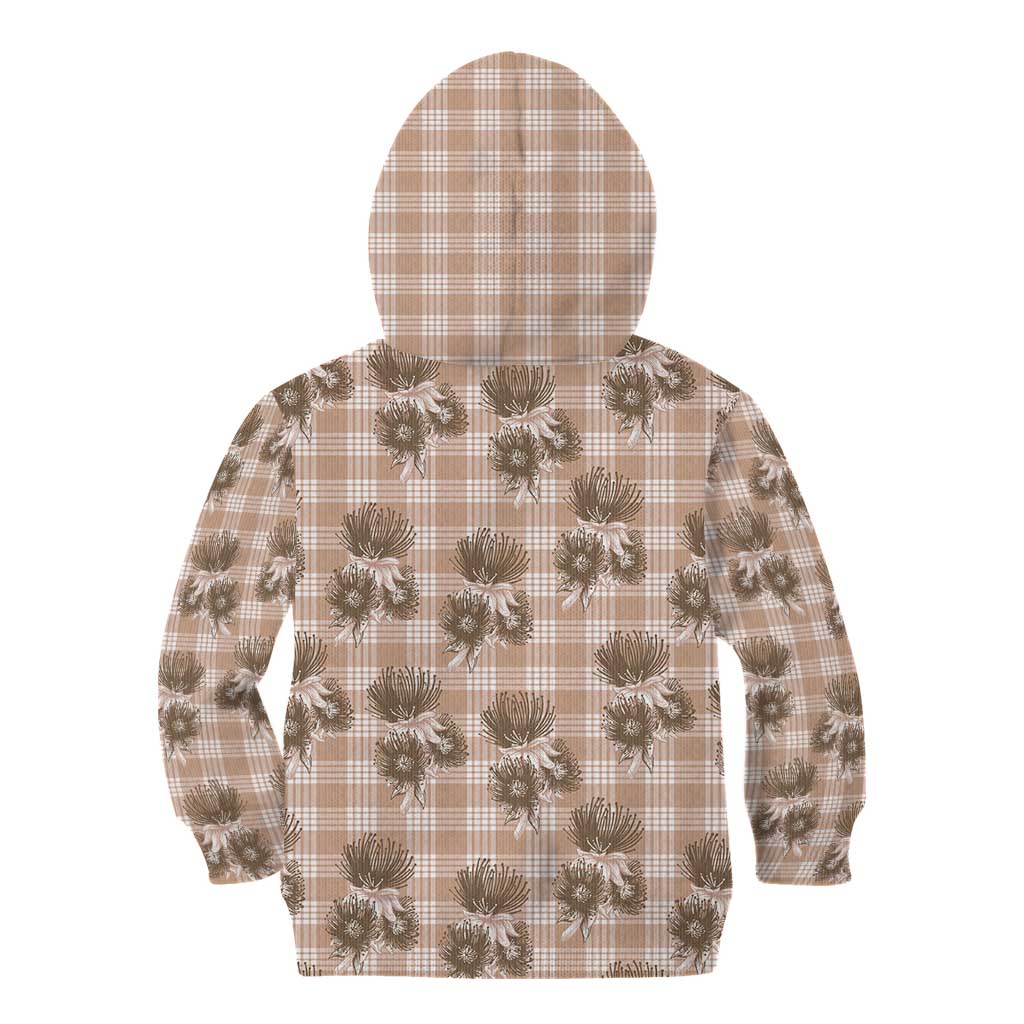 Brown Palaka Hawaii Kid Hoodie Hawaiian Lehua Blossoms LT05 - Polynesian Pride