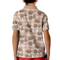 Brown Palaka Hawaii Kid Polo Shirt Hawaiian Lehua Blossoms LT05 - Polynesian Pride