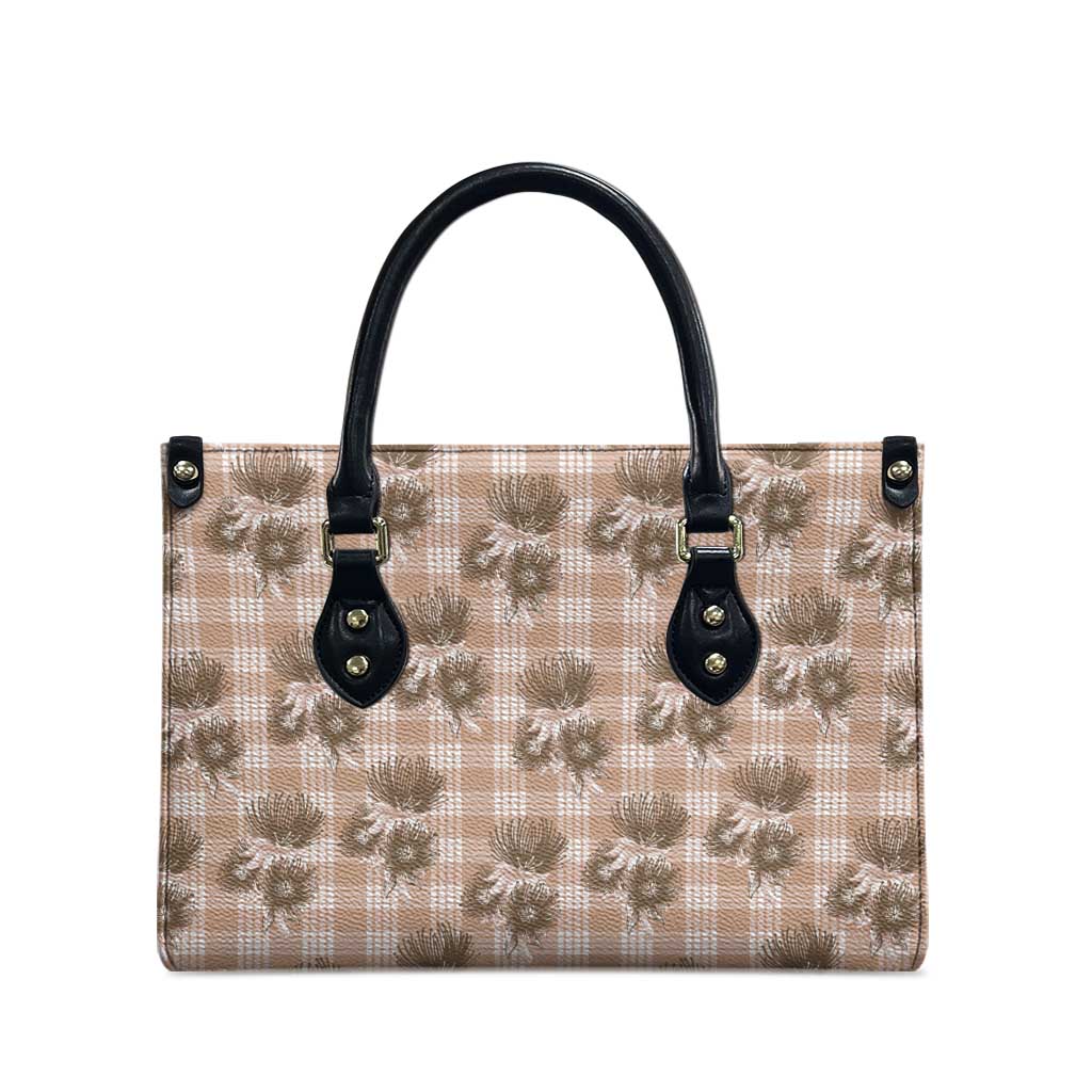Brown Palaka Hawaii Leather Bag Hawaiian Lehua Blossoms LT05 - Polynesian Pride