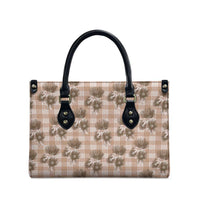 Brown Palaka Hawaii Leather Bag Hawaiian Lehua Blossoms LT05 - Polynesian Pride