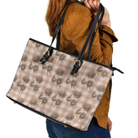 Brown Palaka Hawaii Leather Tote Bag Hawaiian Lehua Blossoms LT05 - Polynesian Pride