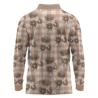Brown Palaka Hawaii Long Sleeve Polo Shirt Hawaiian Lehua Blossoms LT05 - Polynesian Pride