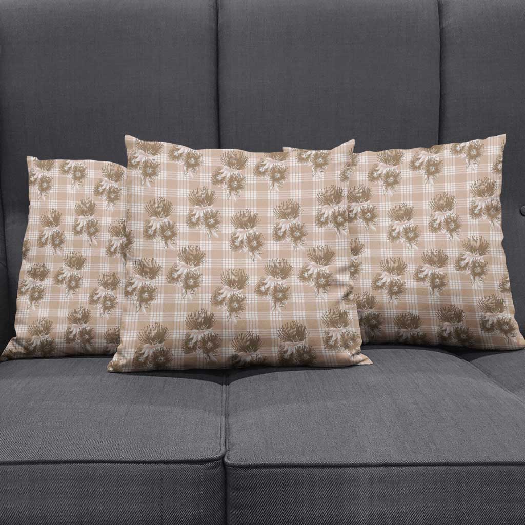 Brown Palaka Hawaii Pillow Cover Hawaiian Lehua Blossoms LT05 - Polynesian Pride