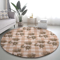 Brown Palaka Hawaii Round Carpet Hawaiian Lehua Blossoms LT05 - Polynesian Pride