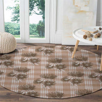 Brown Palaka Hawaii Round Carpet Hawaiian Lehua Blossoms LT05 - Polynesian Pride