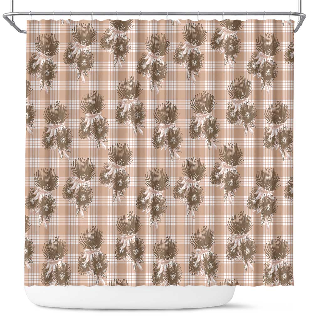 Brown Palaka Hawaii Shower Curtain Hawaiian Lehua Blossoms LT05 Brown - Polynesian Pride