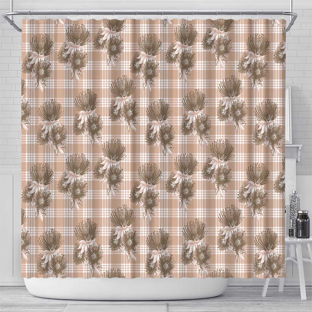 Brown Palaka Hawaii Shower Curtain Hawaiian Lehua Blossoms LT05 - Polynesian Pride