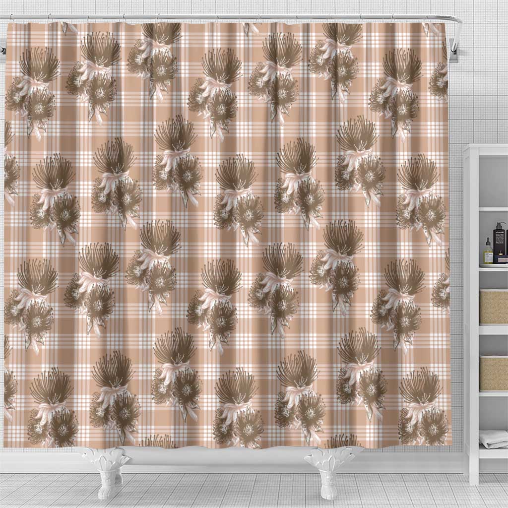 Brown Palaka Hawaii Shower Curtain Hawaiian Lehua Blossoms LT05 - Polynesian Pride