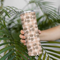 Brown Palaka Hawaii Skinny Tumbler Hawaiian Lehua Blossoms