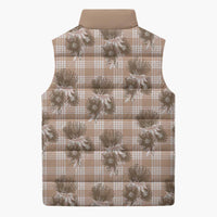 Brown Palaka Hawaii Sleeveless Puffer Jacket Hawaiian Lehua Blossoms LT05 - Polynesian Pride