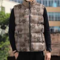 Brown Palaka Hawaii Sleeveless Puffer Jacket Hawaiian Lehua Blossoms LT05 - Polynesian Pride