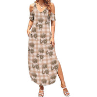 Brown Palaka Hawaii Summer Maxi Dress Hawaiian Lehua Blossoms LT05 Women Brown - Polynesian Pride