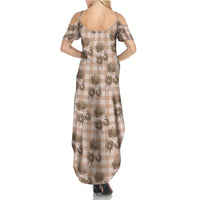 Brown Palaka Hawaii Summer Maxi Dress Hawaiian Lehua Blossoms LT05 - Polynesian Pride