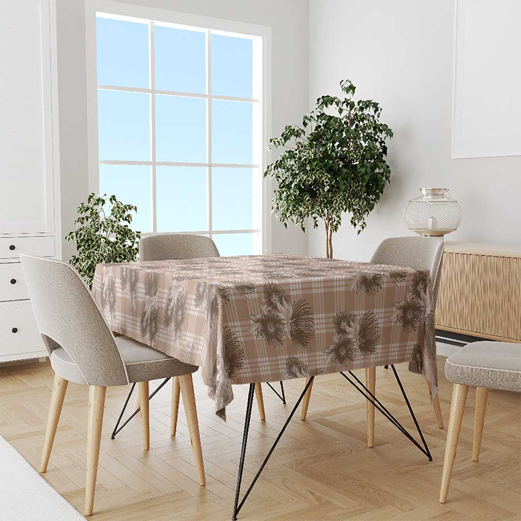 Brown Palaka Hawaii Tablecloth Hawaiian Lehua Blossoms