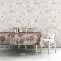 Brown Palaka Hawaii Tablecloth Hawaiian Lehua Blossoms