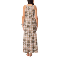 Brown Palaka Hawaii Tank Maxi Dress Hawaiian Lehua Blossoms