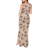 Brown Palaka Hawaii Tank Maxi Dress Hawaiian Lehua Blossoms