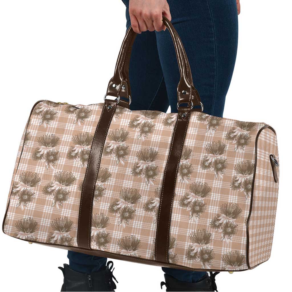 Brown Palaka Hawaii Travel Bag Hawaiian Lehua Blossoms LT05 - Polynesian Pride