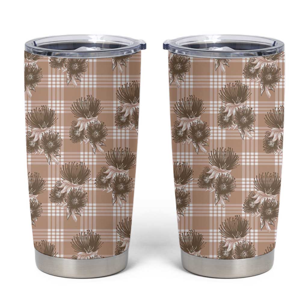 Brown Palaka Hawaii Tumbler Cup Hawaiian Lehua Blossoms LT05 Brown - Polynesian Pride