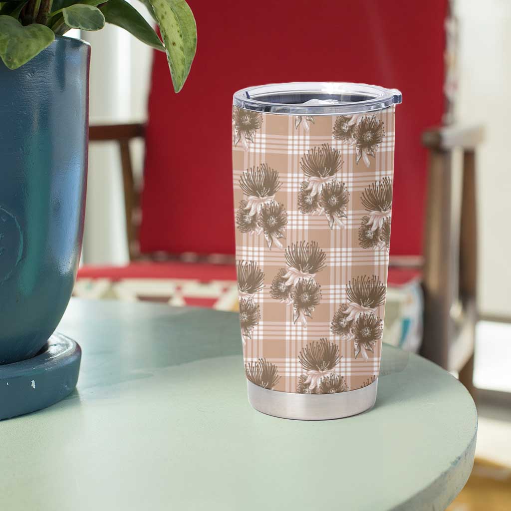 Brown Palaka Hawaii Tumbler Cup Hawaiian Lehua Blossoms LT05 - Polynesian Pride