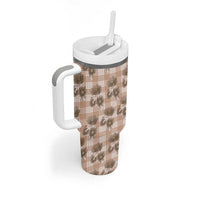 Brown Palaka Hawaii Tumbler With Handle Hawaiian Lehua Blossoms LT05 - Polynesian Pride