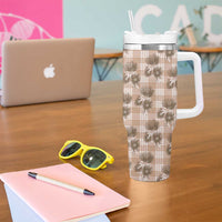 Brown Palaka Hawaii Tumbler With Handle Hawaiian Lehua Blossoms LT05 - Polynesian Pride