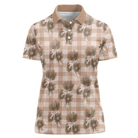 Brown Palaka Hawaii Women Polo Shirt Hawaiian Lehua Blossoms LT05 Female Brown - Polynesian Pride