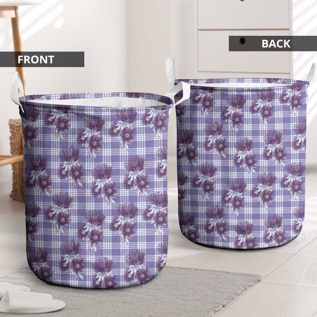 Purple Palaka Hawaii Laundry Basket Hawaiian Lehua Blossoms LT05 - Polynesian Pride