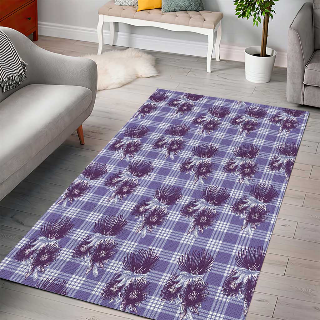 Purple Palaka Hawaii Area Rug Hawaiian Lehua Blossoms LT05 - Polynesian Pride