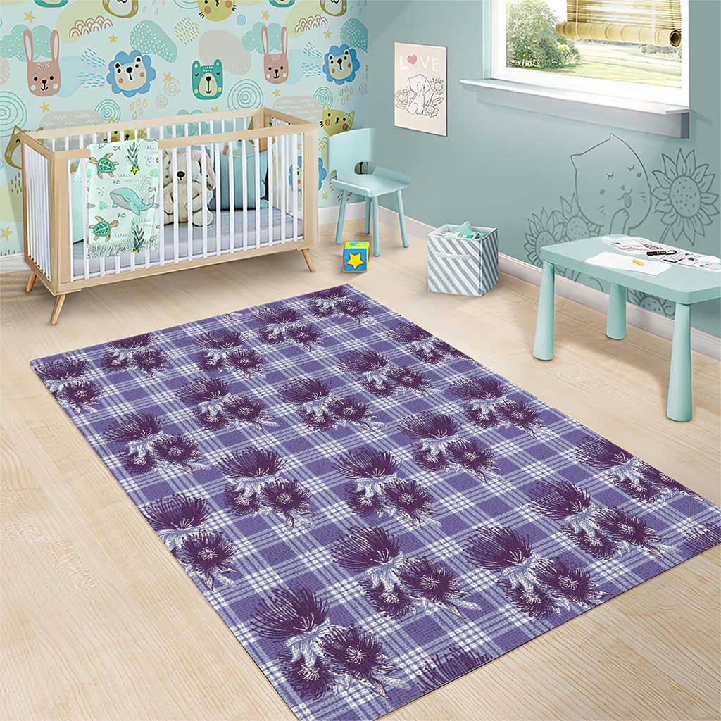 Purple Palaka Hawaii Area Rug Hawaiian Lehua Blossoms LT05 - Polynesian Pride
