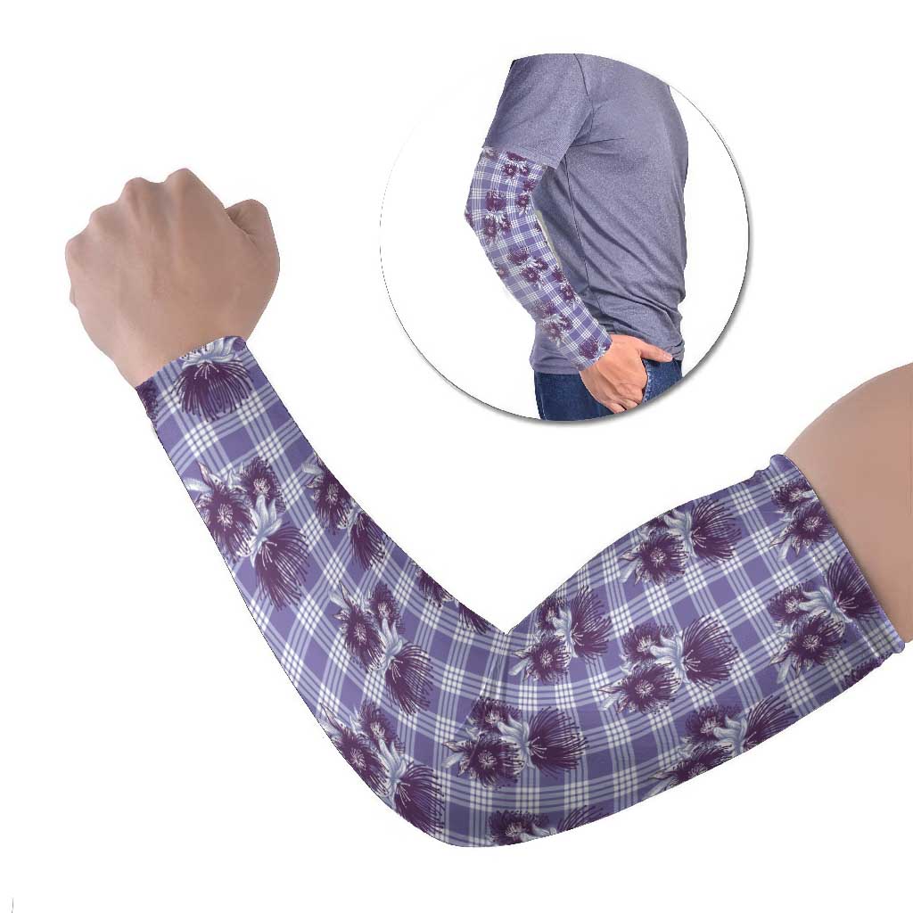 Purple Palaka Hawaii Arm Sleeves Hawaiian Lehua Blossoms LT05 Set of 2 Purple - Polynesian Pride