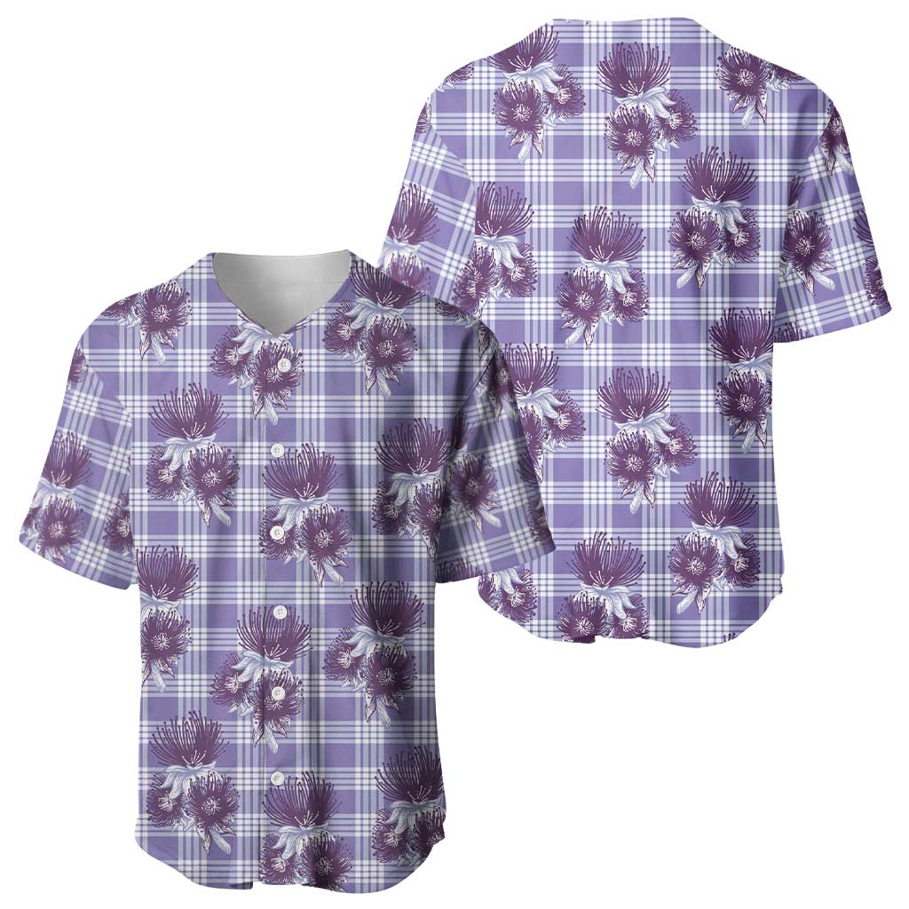 Purple Palaka Hawaii Baseball Jersey Hawaiian Lehua Blossoms LT05 - Polynesian Pride