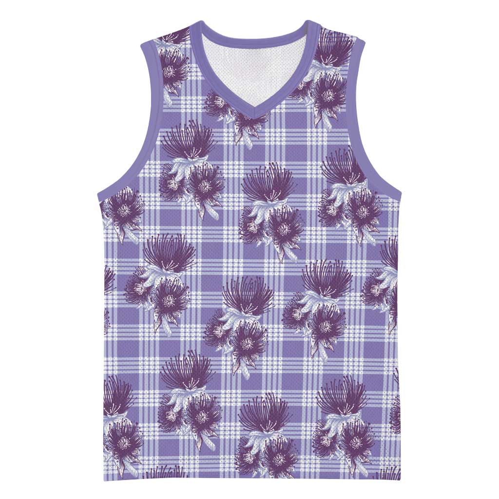 Purple Palaka Hawaii Basketball Jersey Hawaiian Lehua Blossoms LT05 Unisex Purple - Polynesian Pride