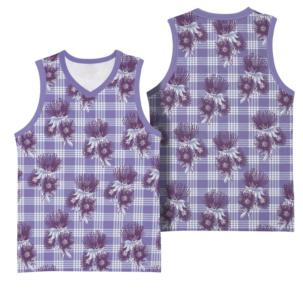 Purple Palaka Hawaii Basketball Jersey Hawaiian Lehua Blossoms LT05 - Polynesian Pride