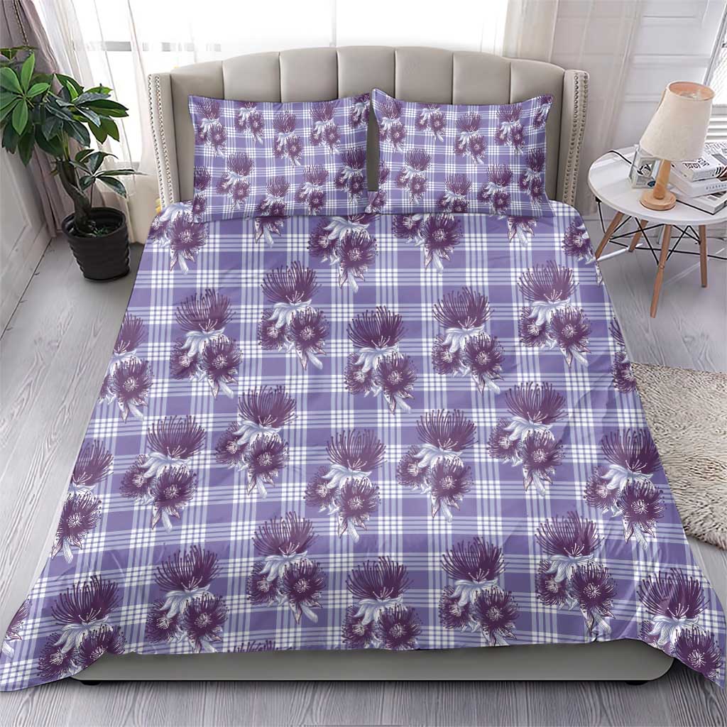 Purple Palaka Hawaii Bedding Set Hawaiian Lehua Blossoms