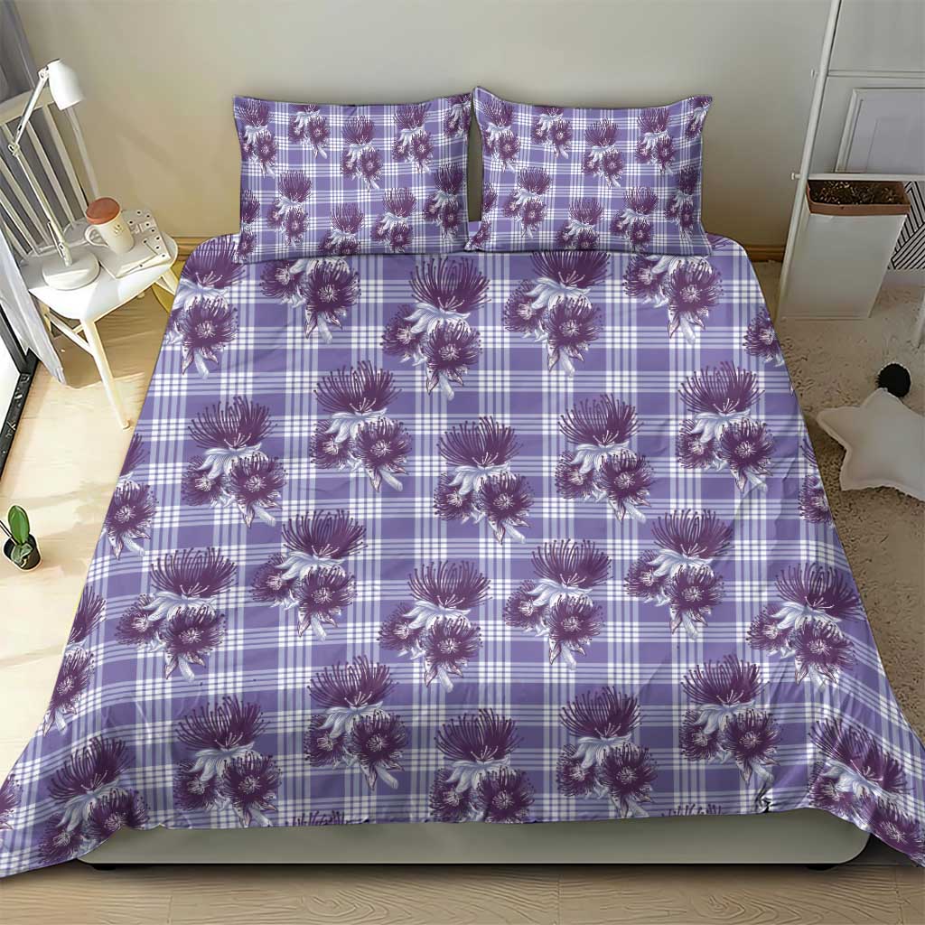 Purple Palaka Hawaii Bedding Set Hawaiian Lehua Blossoms