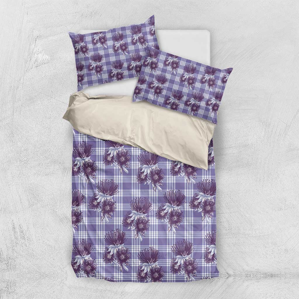 Purple Palaka Hawaii Bedding Set Hawaiian Lehua Blossoms